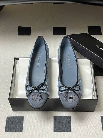 Colestore Chanel CC Logo Blue Denim Ballets Flat  