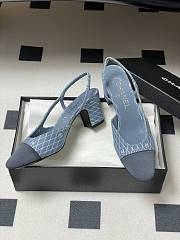 Colestore Chanel 25P Slingbacks Suede Goatskin & Grosgrain Blue, Silver & Black - 4