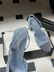Colestore Chanel 25P Slingbacks Suede Goatskin & Grosgrain Blue, Silver & Black - 3