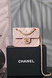 Colestore Chanel 25C Mini Flap Bag Suede Calfskin, Braided Calfskin & Gold-Tone Metal Light pink 20x15x8cm - 6