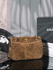 Colestore Chanel Vintage Suede Tote Brown Bag 26x18cm - 1
