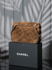Colestore Chanel Vintage Suede Tote Brown Bag 26x18cm - 5