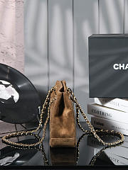 Colestore Chanel Vintage Suede Tote Brown Bag 26x18cm - 3