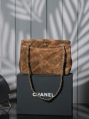 Colestore Chanel Vintage Suede Tote Brown Bag 26x18cm - 4