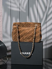 Colestore Chanel Vintage Suede Tote Brown Bag 26x18cm - 2