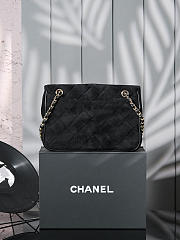 Colestore Chanel Vintage Suede Tote Black Bag 26x18cm - 4