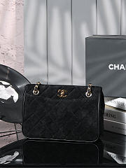 Colestore Chanel Vintage Suede Tote Black Bag 26x18cm - 5