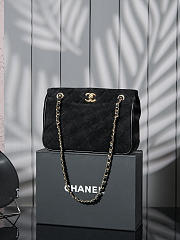Colestore Chanel Vintage Suede Tote Black Bag 26x18cm - 2