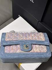 Colestore Chanel Tweed Pink Denim Classic Bag 25cm - 2