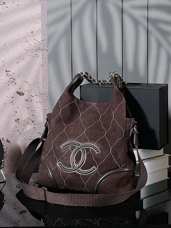 Colestore Chanel Rodeo Drive Microsuede Hobo Brown 36cm