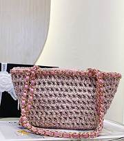 Colestore Chanel 22P Crochet Mixed Fibres Gold Tone Metal 'Beige Pink' 36x20x12cm - 5