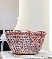 Colestore Chanel 22P Crochet Mixed Fibres Gold Tone Metal 'Beige Pink' 36x20x12cm - 4