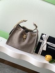 Colestore Chanel 25 Small Handbag Suede & Gold-Tone Metal Grey 30x26x14cm - 1