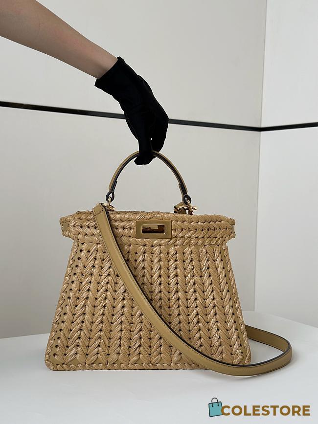 Colestore Fendi Women Peekaboo ISeeU Petite Beige Padded Calfskin Leather Bag 27x11×20cm - 1