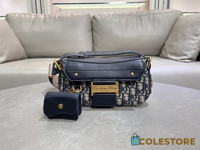 Colestore Dior Small Streetchic Bag Blue Dior Oblique Jacquard and Smooth Calfskin 24×12.5×5cm - 1
