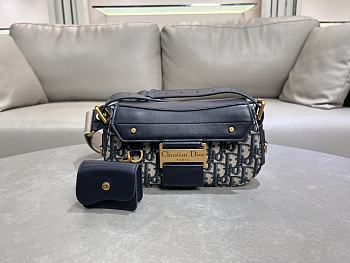 Colestore Dior Small Streetchic Bag Blue Dior Oblique Jacquard and Smooth Calfskin 24×12.5×5cm