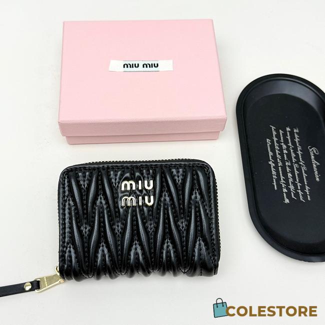 Colestore Miu Miu Matelasse Nappa Leather Wallet in Black 12x8.5cm - 1