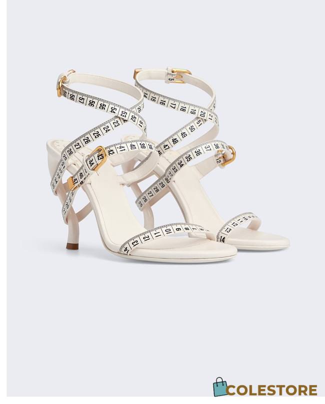 Colestore Schiaparelli Measuring Tape Sandals S Heel - White - 1