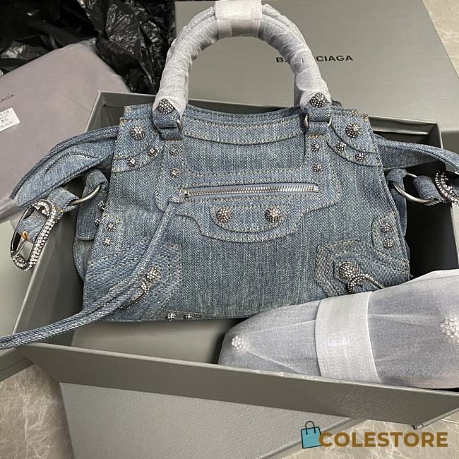 Colestore Balenciaga Neo Kagol City Denim Rhinestone 26x13x18cm - 1