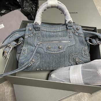 Colestore Balenciaga Neo Kagol City Denim Rhinestone 26x13x18cm
