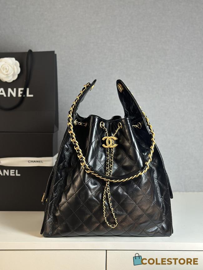 Colestore Chanel 25 Medium Handbag Grained Calfskin & Gold-Tone Metal Black 40x30x15cm - 1