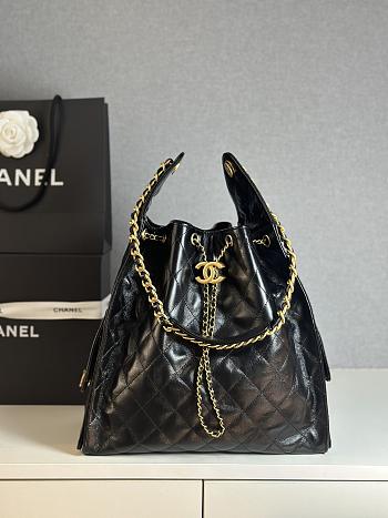 Colestore Chanel 25 Medium Handbag Grained Calfskin & Gold-Tone Metal Black 40x30x15cm