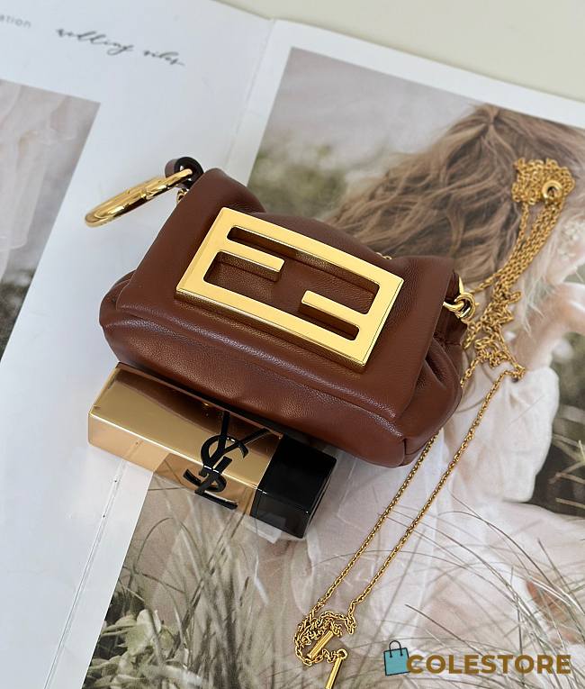 Colestore Fendi Mamma Baguette Mini Bag in Brown 10x3x7cm - 1
