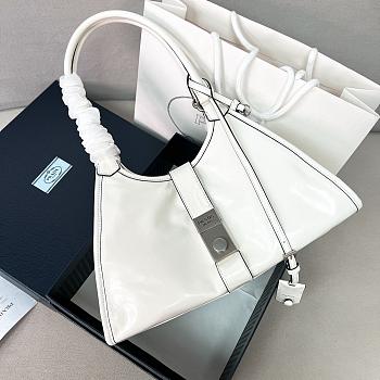 Colestore Prada Medium Leather Tote Bag in White 30.5x17.5x9cm
