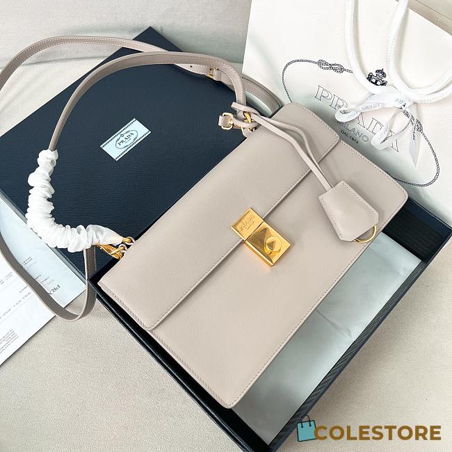 Colestore Prada Soft Sound Medium Leather Shoulder Bag Pumice Stone 28x16x10cm - 1