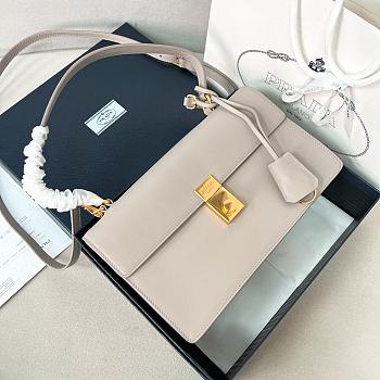 Colestore Prada Soft Sound Medium Leather Shoulder Bag Pumice Stone 28x16x10cm