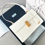Colestore Prada Soft Sound Medium Leather Shoulder Bag White 28x16x10cm - 1
