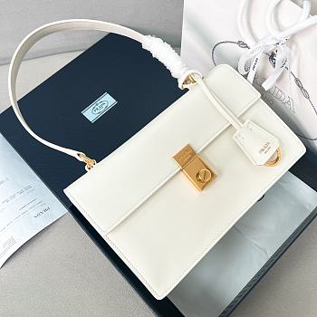 Colestore Prada Soft Sound Medium Leather Shoulder Bag White 28x16x10cm