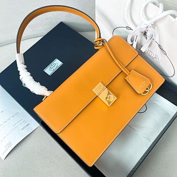 Colestore Prada Soft Sound Medium Leather Shoulder Bag Amber 28x16x10cm