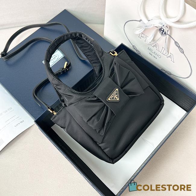 Colestore Prada Padded Re-Nylon Mini-bag With Bow Black 15.5x10x18cm - 1