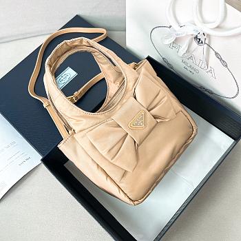 Colestore Prada Padded Re-Nylon Mini-bag With Bow Camel Brown 15.5x10x18cm