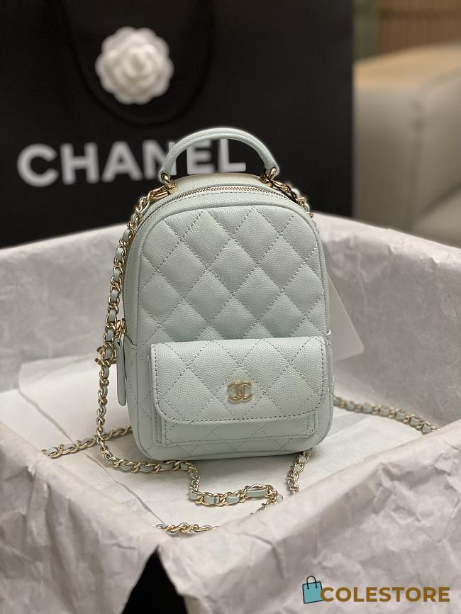 Colestore Chanel 24C Mini Backpack Caviar in Mint 18×13×9cm - 1