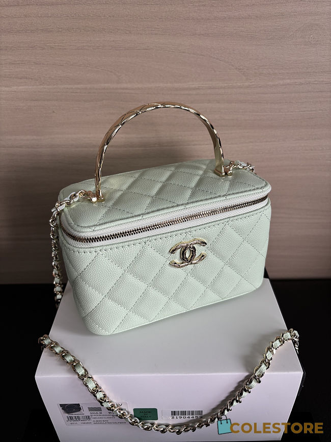 Colestore Chanel Vanity Top Handle With Chain in Mint 17x8x9.5cm - 1