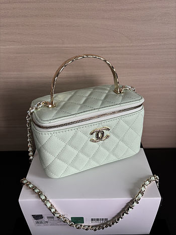 Colestore Chanel Vanity Top Handle With Chain in Mint 17x8x9.5cm