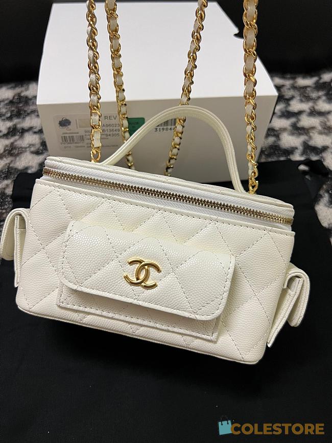 Colestore Chanel Quilted Polly Pocket White Caviar 10 x 17 x 8.5cm - 1