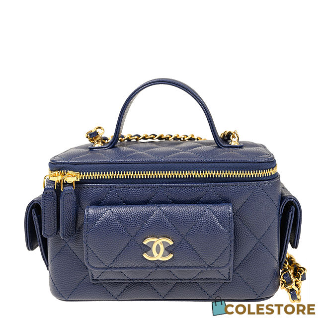 Colestore Chanel Quilted Polly Pocket Dark Blue Caviar 10 x 17 x 8.5cm - 1