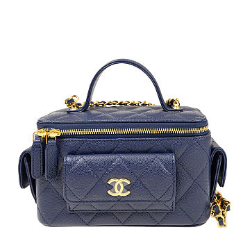Colestore Chanel Quilted Polly Pocket Dark Blue Caviar 10 x 17 x 8.5cm