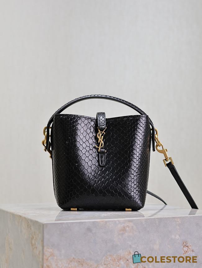 Colestore YSL Saint Laurent Le 37 Embossed Leather in Black 15x13x6cm - 1