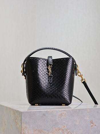 Colestore YSL Saint Laurent Le 37 Embossed Leather in Black 15x13x6cm