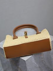 Colestore YSL Saint Laurent Tote Bag In Raffia & Leather In Naturel Brick 29×21×9cm - 6