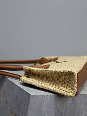 Colestore YSL Saint Laurent Tote Bag In Raffia & Leather In Naturel Brick 29×21×9cm - 4