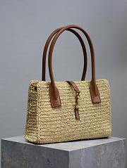Colestore YSL Saint Laurent Tote Bag In Raffia & Leather In Naturel Brick 29×21×9cm - 3
