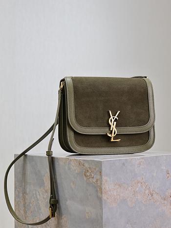 Colestore YSL Saint Laurent Suede And Smooth Solferino Kaki 22x18x5cm