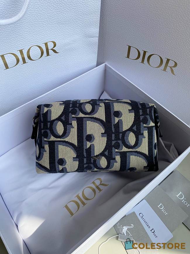 Colestore Dior Toiletry Bag Beige and Black Maxi Dior Oblique Jacquard 23.5×18×11cm - 1