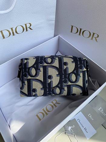 Colestore Dior Toiletry Bag Beige and Black Maxi Dior Oblique Jacquard 23.5×18×11cm
