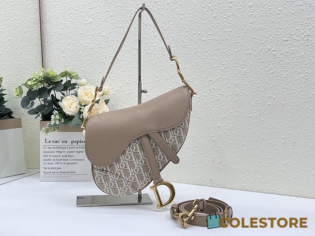Colestore Dior Saddle Bag with Strap Dior Oblique Jacquard and Natural Smooth Calfskin 25.5×20×6.5cm - 1